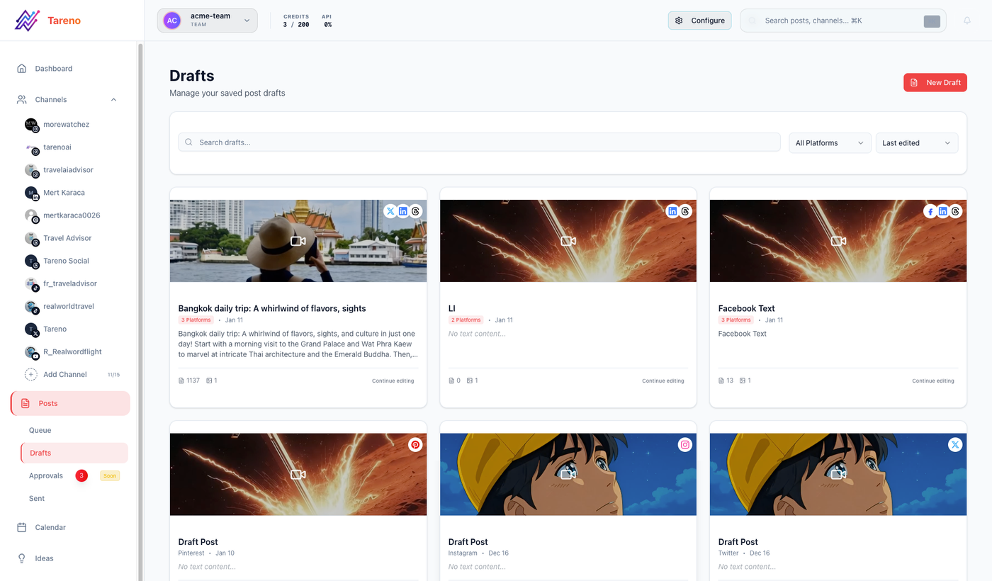 A draft review view showing content items waiting for approval before they can move into the live queue.