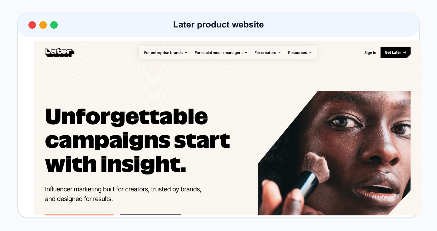 Later product website screenshot used as comparison evidence.