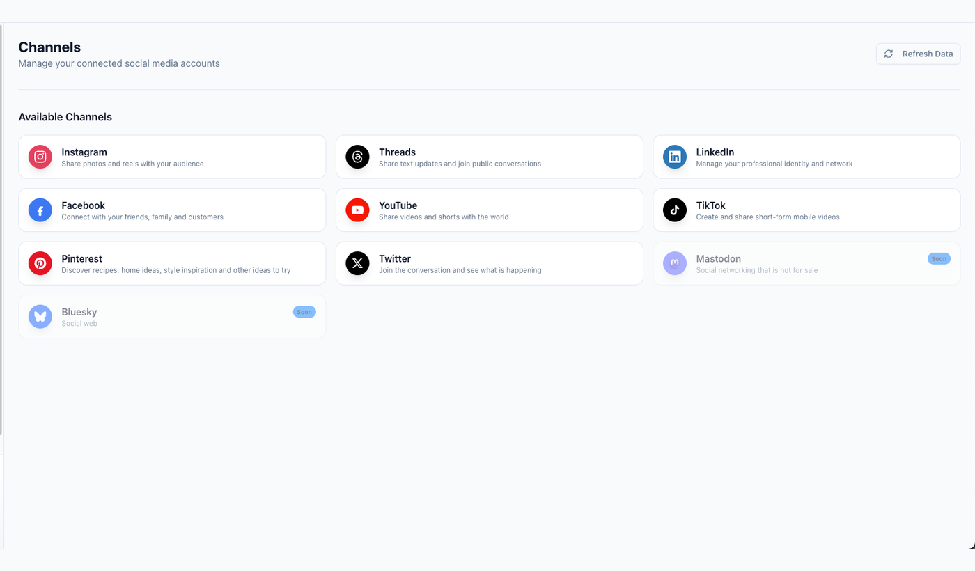 Tareno connected channels overview used for a ChatGPT capability and account audit.