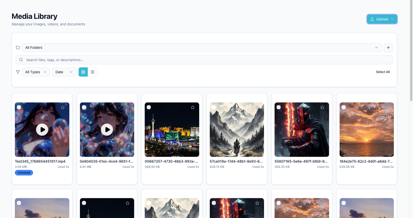 Tareno media library organizing visual assets before social review