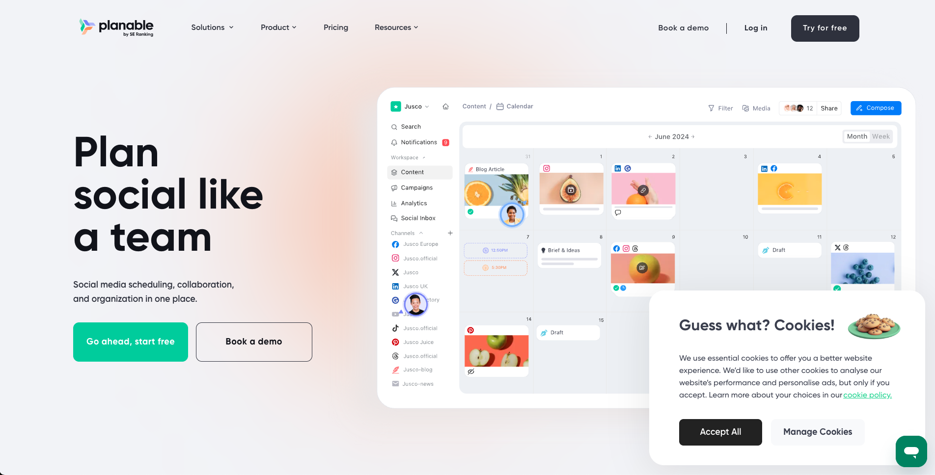 Planable landing page used for creator agency review workflow comparison