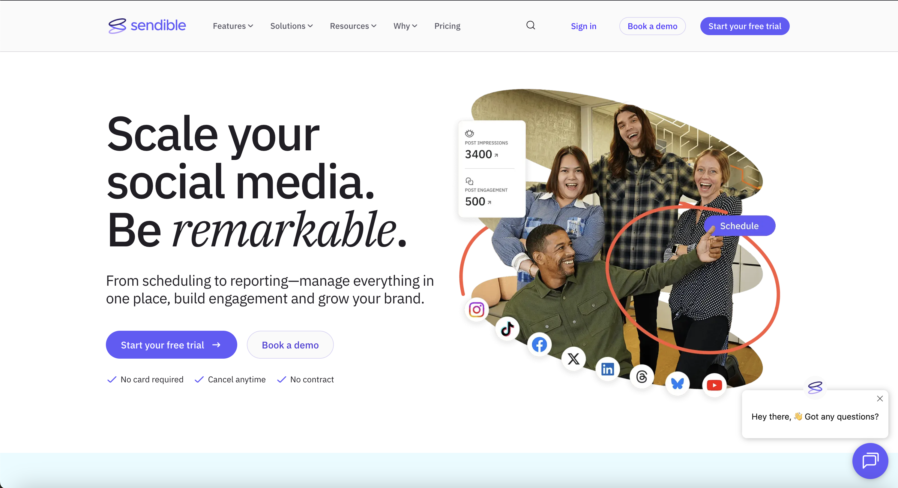 Sendible landing page used for creator agency dashboard comparison