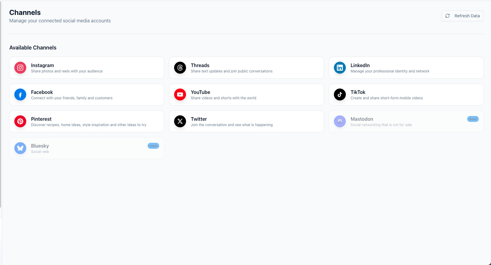 Channels overview used to map one content idea into platform-specific versions.