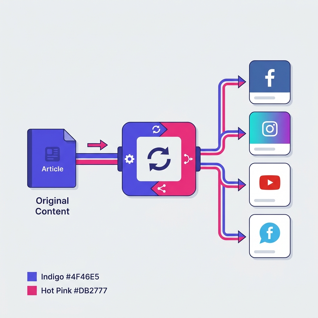 Content repurposing queue pipeline into social platforms