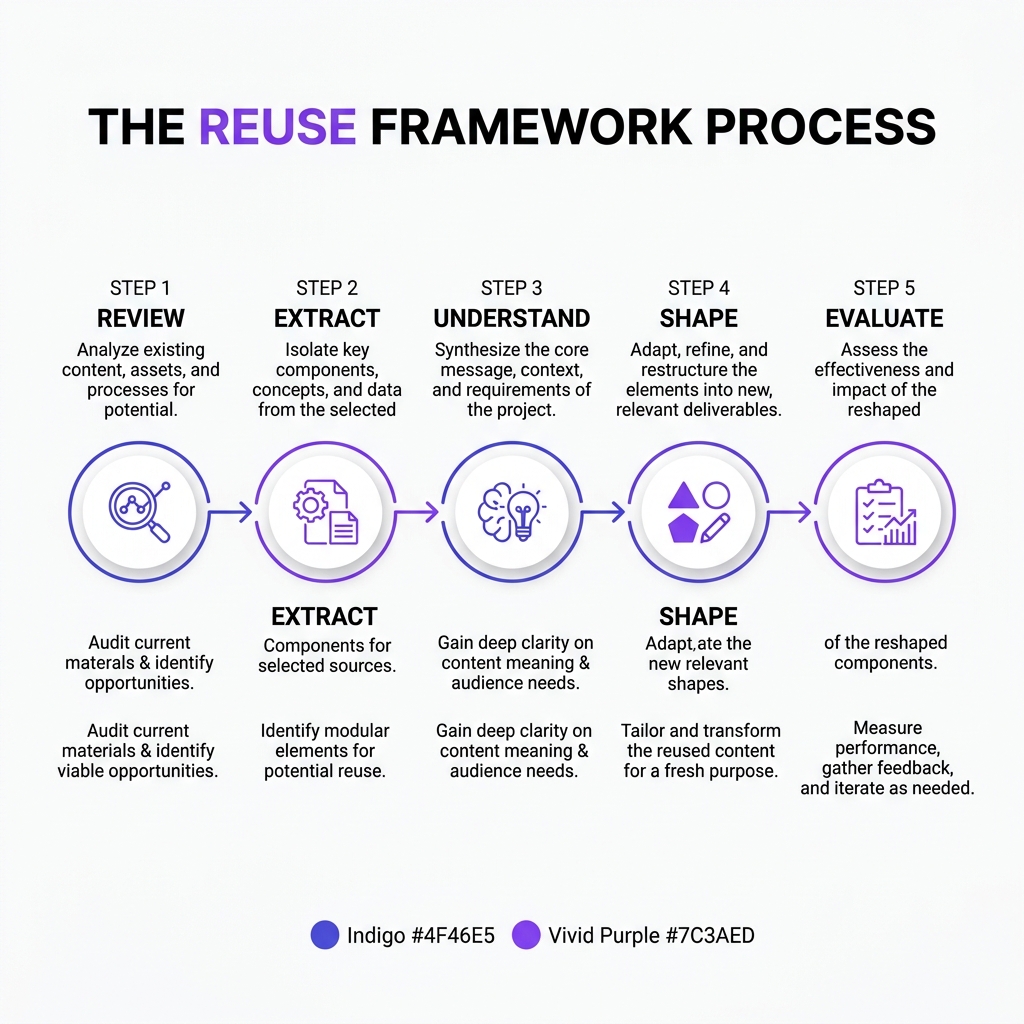 The REUSE framework for content repurposing process steps