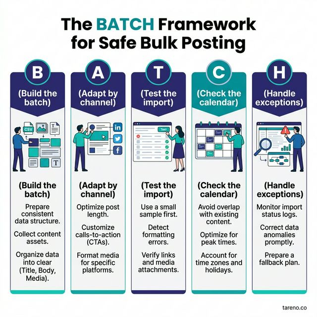 The BATCH Framework for Safe Bulk Posting: Build, Adapt, Test, Check, Handle