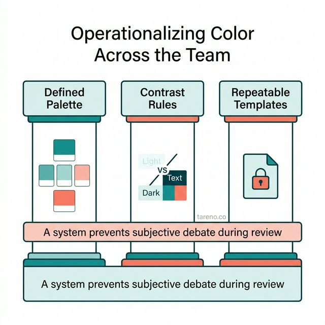 Team color system: defined palette rules, contrast standards, and repeatable templates