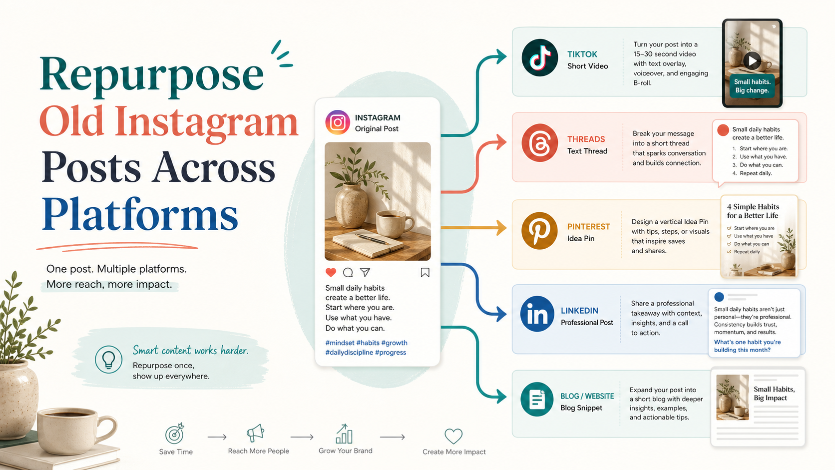 How to Repurpose Old Instagram Posts Across TikTok, Threads, Pinterest, and LinkedIn
