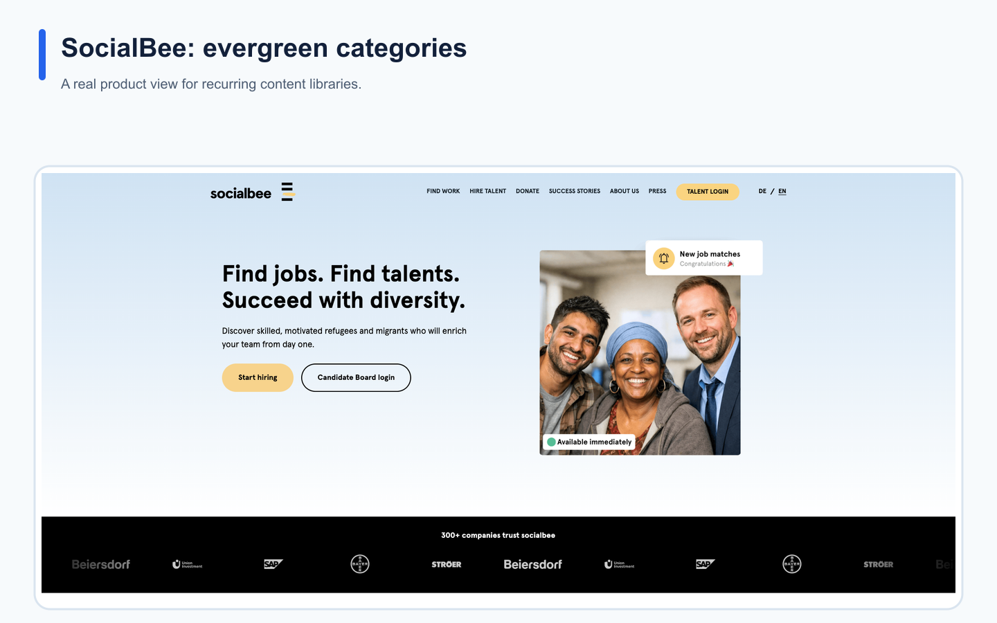 Real SocialBee landing page illustrating its positioning in the social media tool comparison