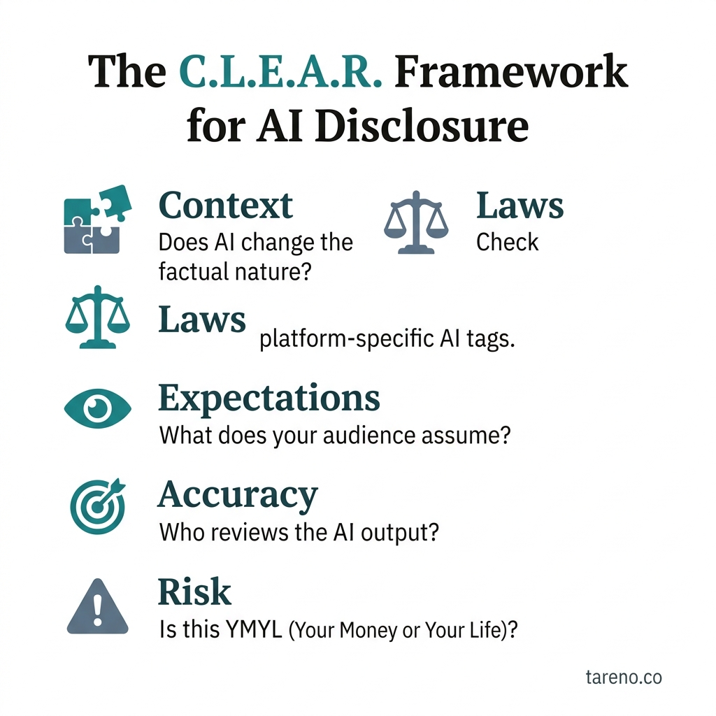 The C.L.E.A.R. Framework for AI Disclosure